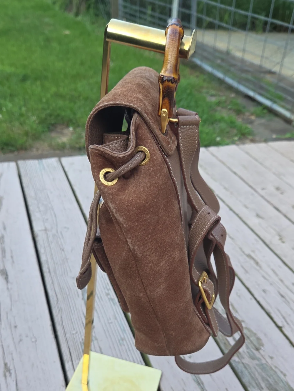 Vintage Gucci Suede Bamboo 00317050030 Mini Backpack $4,500 Estimated Retail GUC